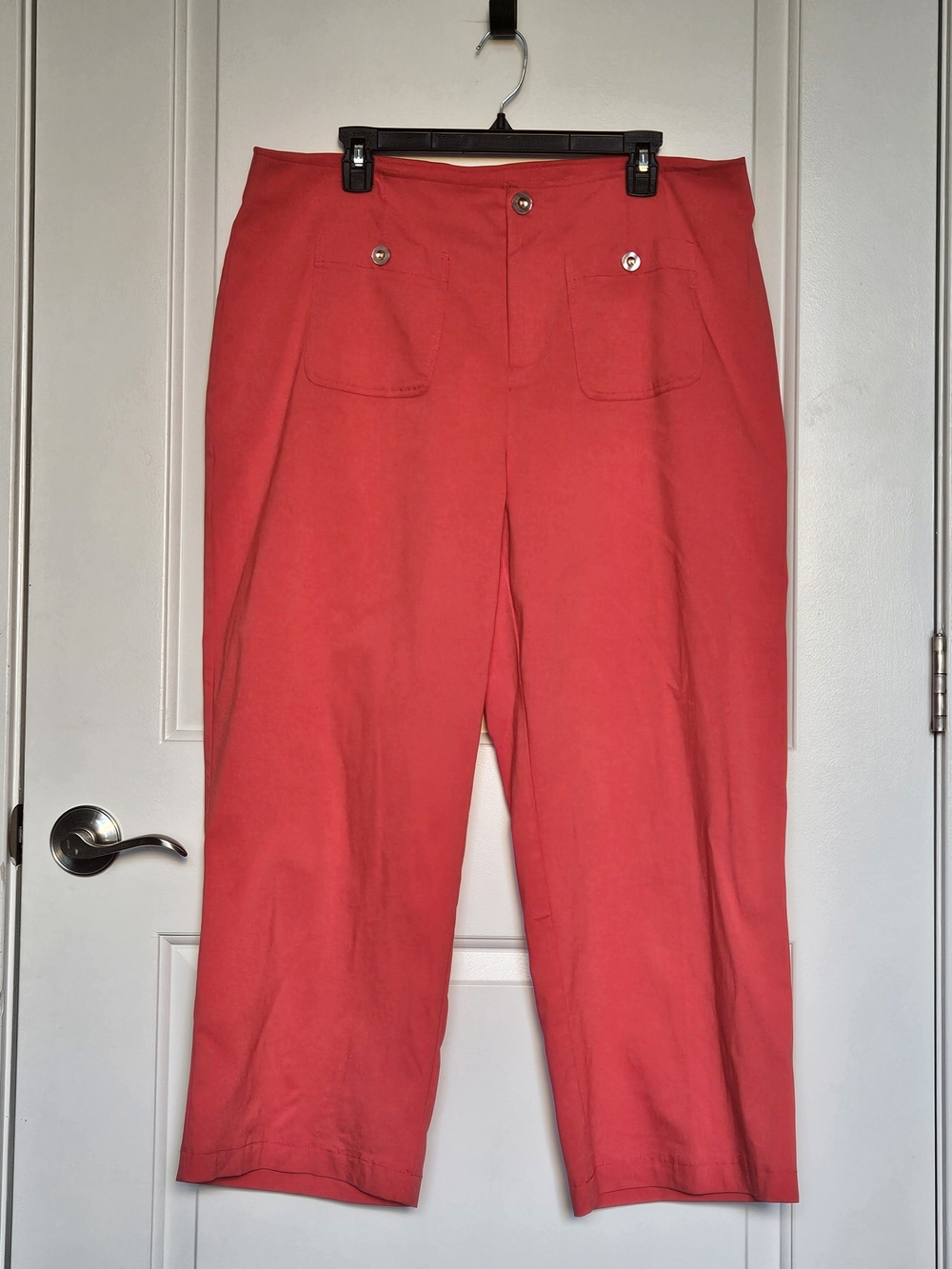 NWT Zac & Rachel Corpcore Preppy Coral Chino Crop Pants Women's Plus Size 16W